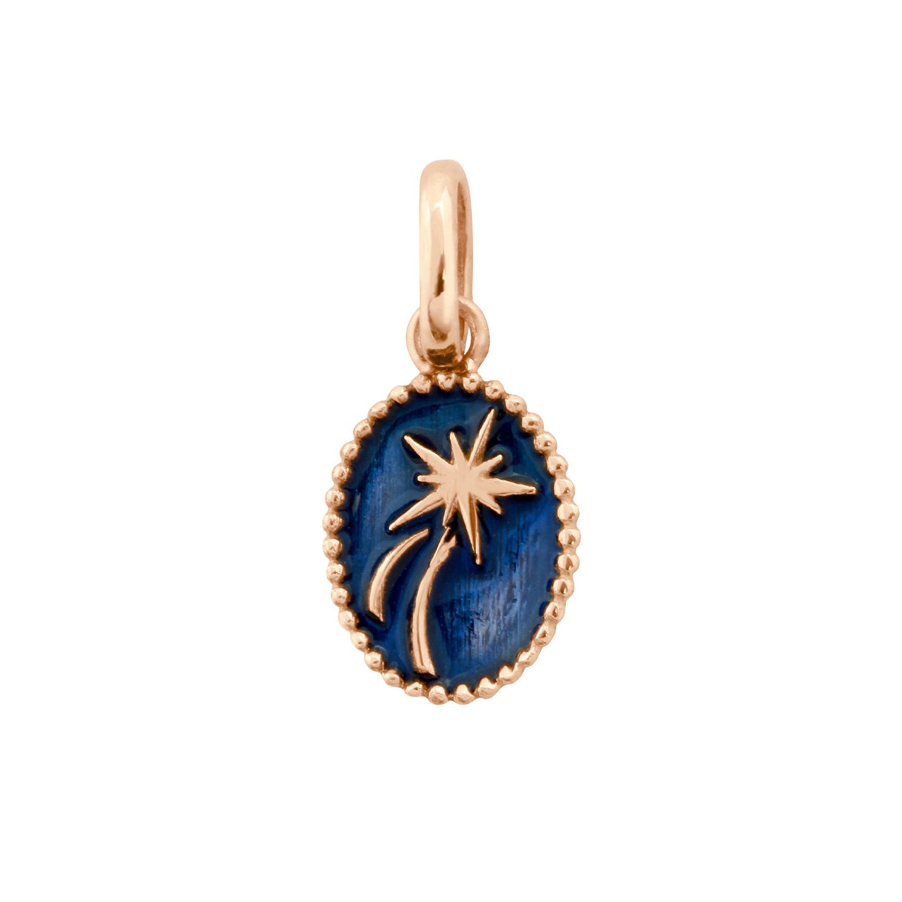 Pendentif Etoile Espoir résine bleu de prusse, or rose