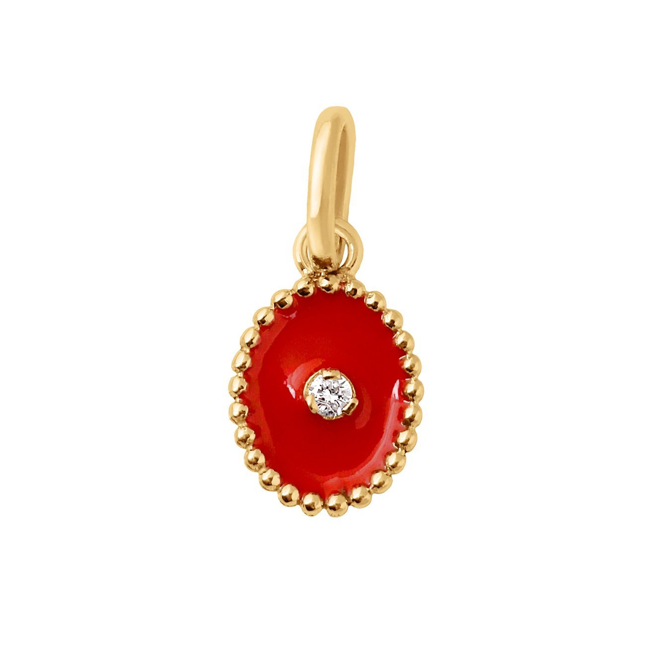 Pendentif Etoile du Nord résine coquelicot, diamant, or jaune pirate Référence :  b5en001j31xxdi -1