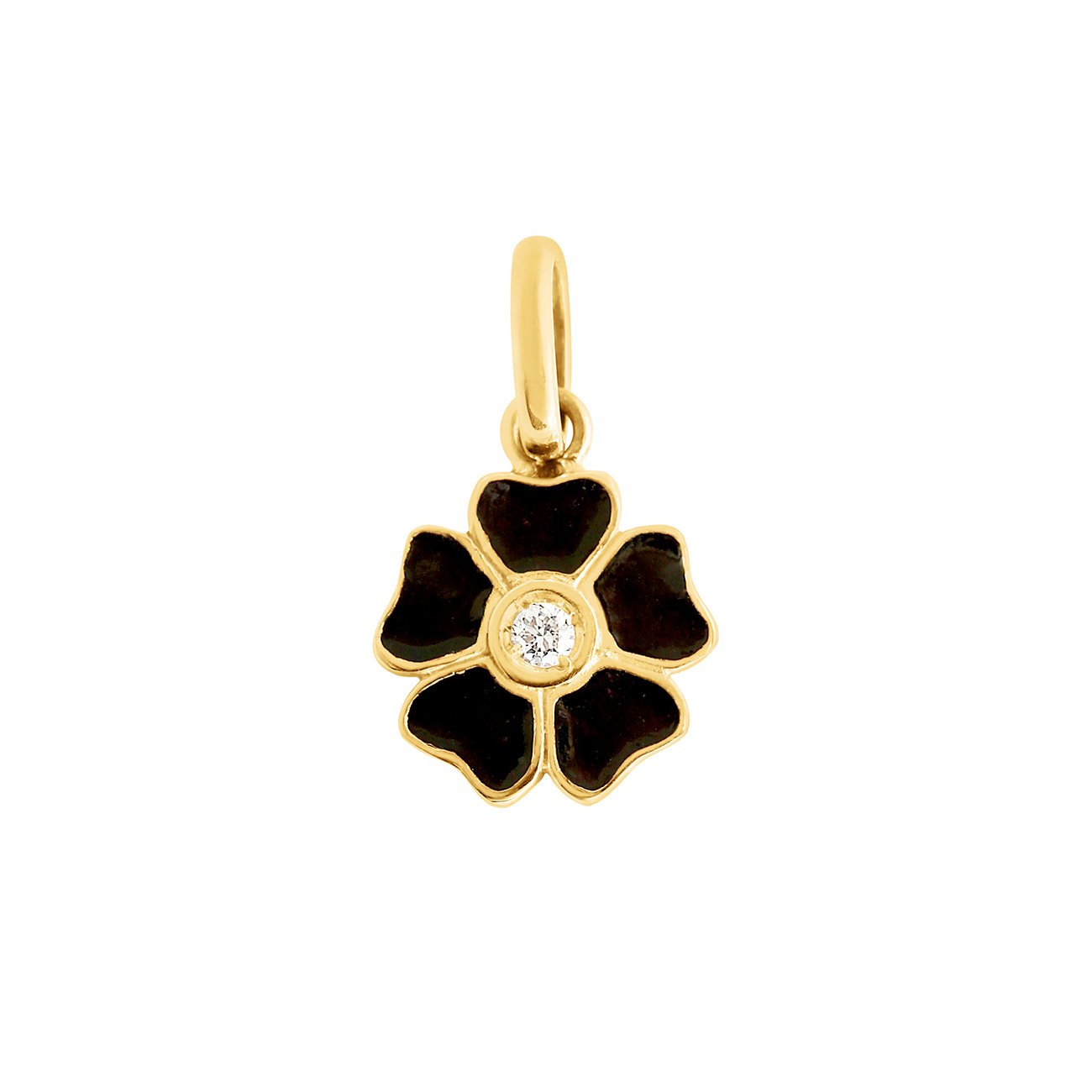 Pendentif Fleur résine noire, diamant, or jaune voyage Référence :  b5fl001j20xxdi -1