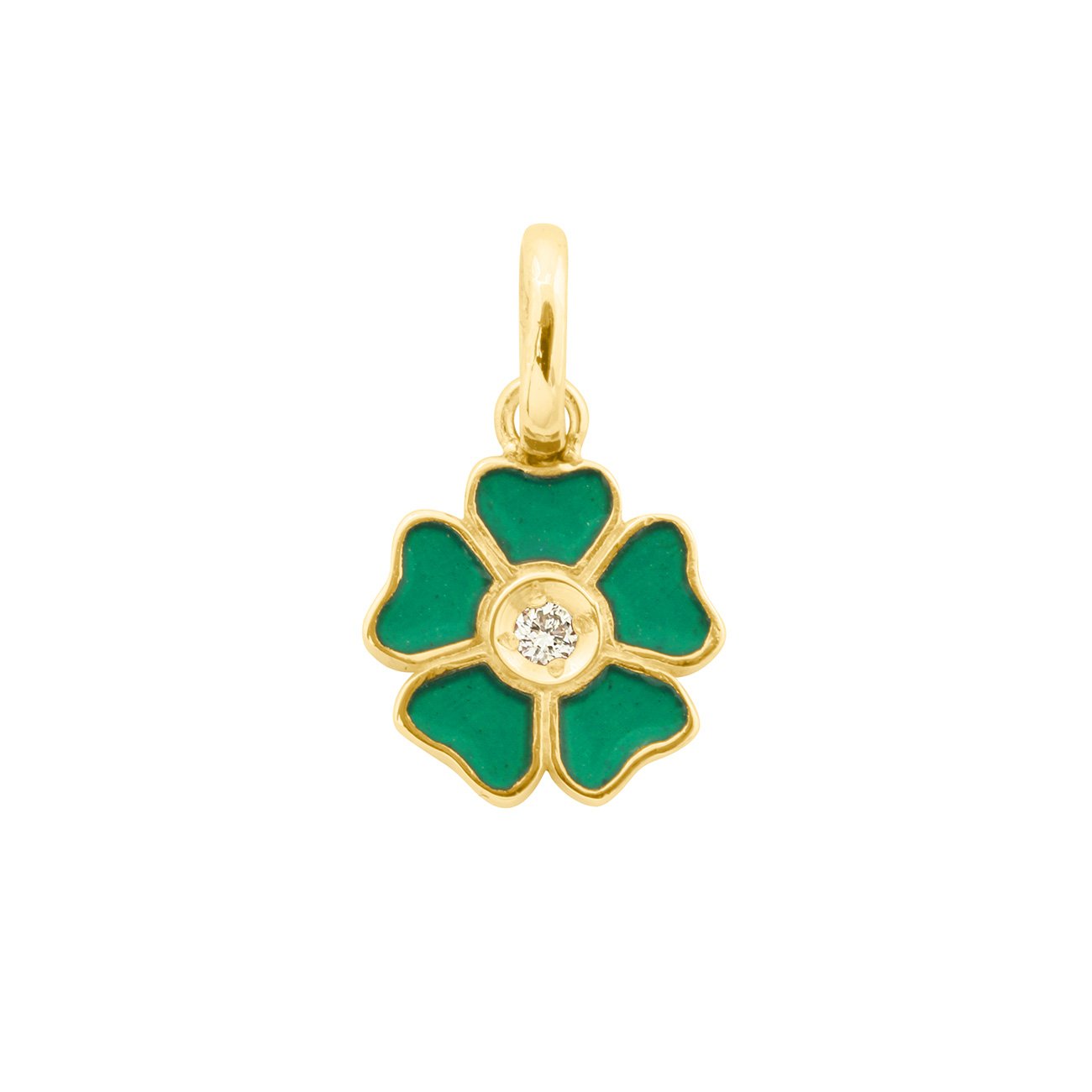 Pendentif Fleur résine émeraude, diamant, or jaune voyage Référence :  b5fl001j35xxdi -1