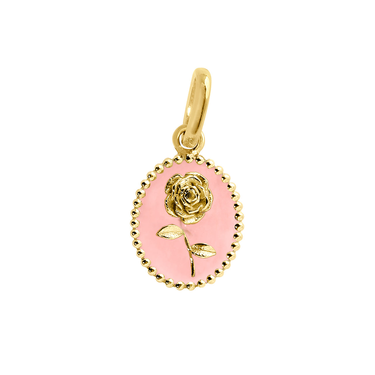 Pendentif Rose résine rose bébé, or jaune voyage Référence :  b5fl002j28xxxx -1