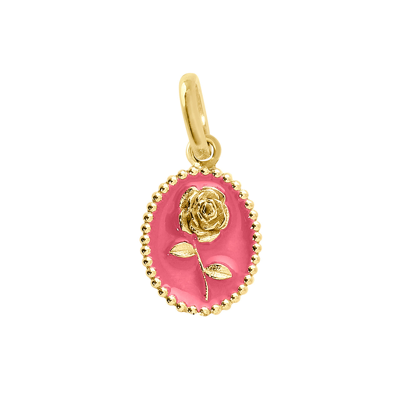 Pendentif Rose résine rose fluo, or jaune voyage Référence :  b5fl002j29xxxx -1