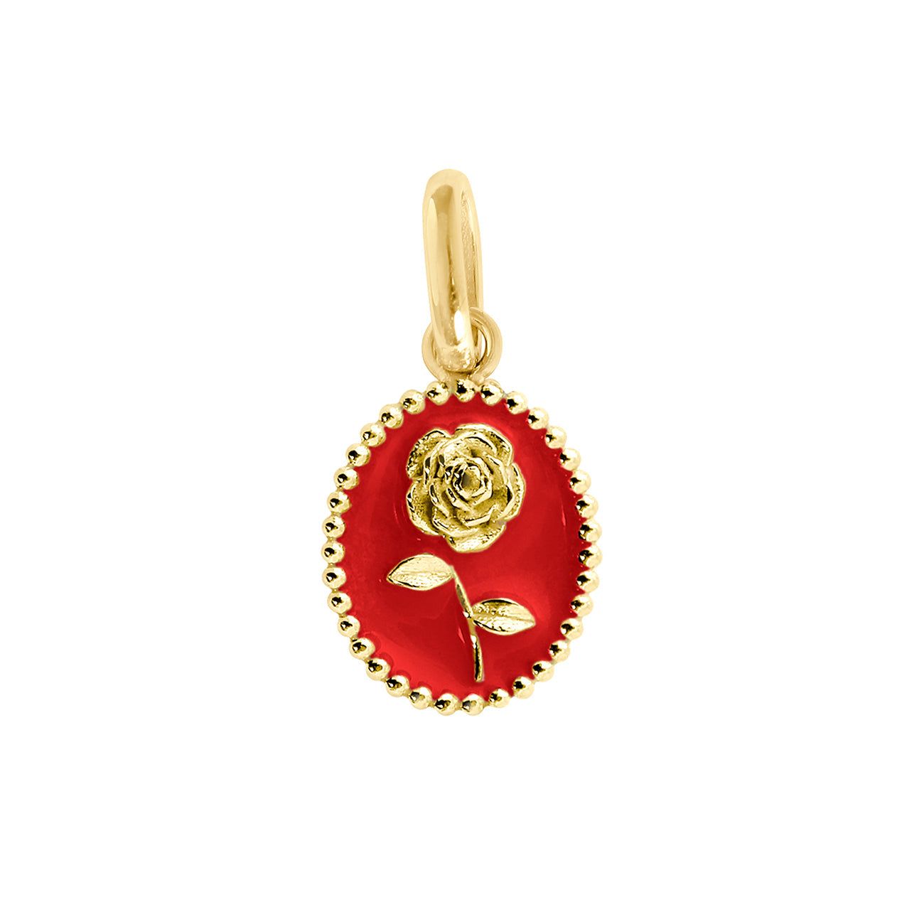 Pendentif Rose résine coquelicot, or jaune voyage Référence :  b5fl002j31xxxx -1