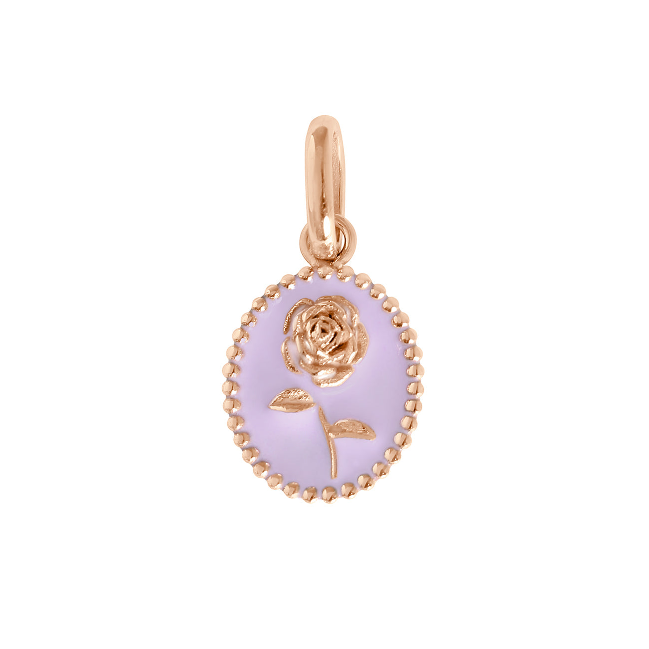 Pendentif Rose résine parme, or rose voyage Référence :  b5fl002r10xxxx -1