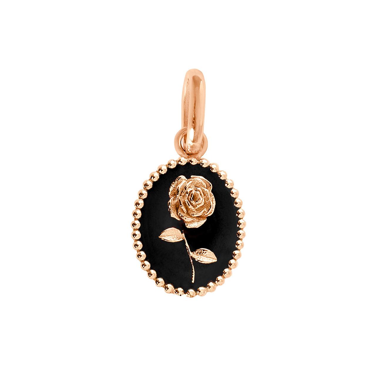 Pendentif Rose résine noire, or rose