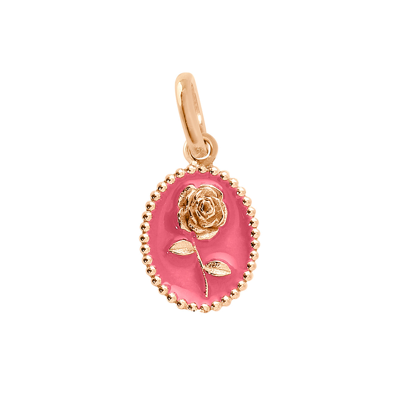 Pendentif Rose résine rose fluo, or rose voyage Référence :  b5fl002r29xxxx -1