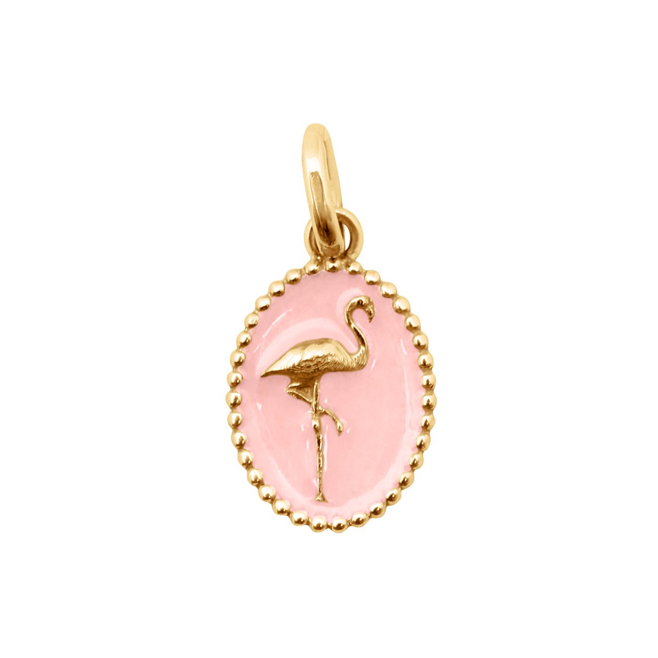 Pendentif Flamant résine rose bébé, or jaune voyage Référence :  b5ju002j28xxxx -1