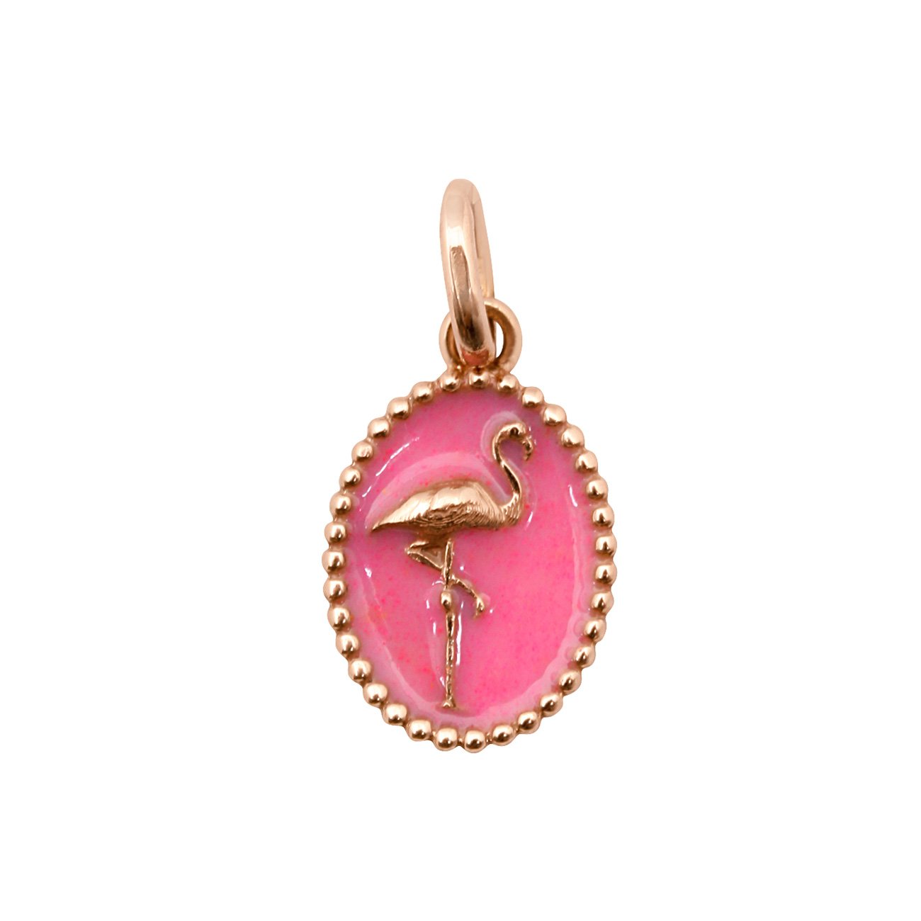 Pendentif Flamant résine rose fluo, or rose voyage Référence :  b5ju002r29xxxx -1