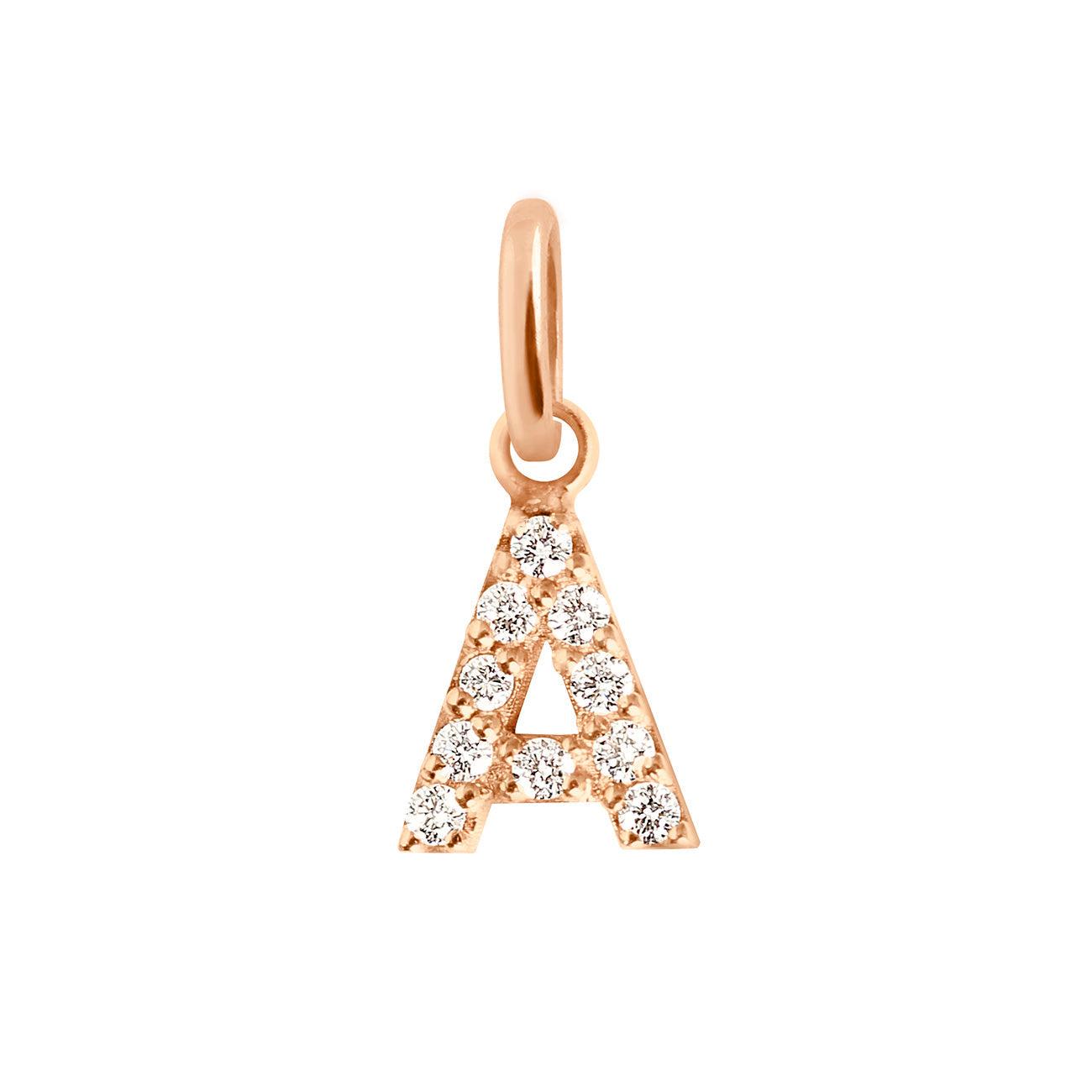 Pendentif Lucky Letter A, or rose, diamants