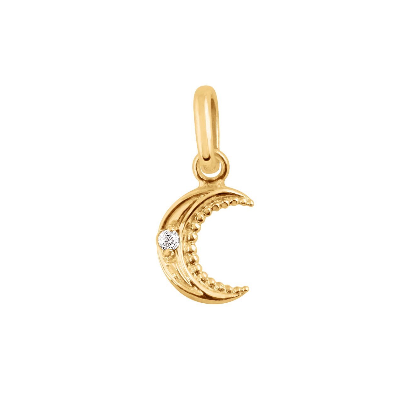 Pendentif petite Lune, diamant, or jaune