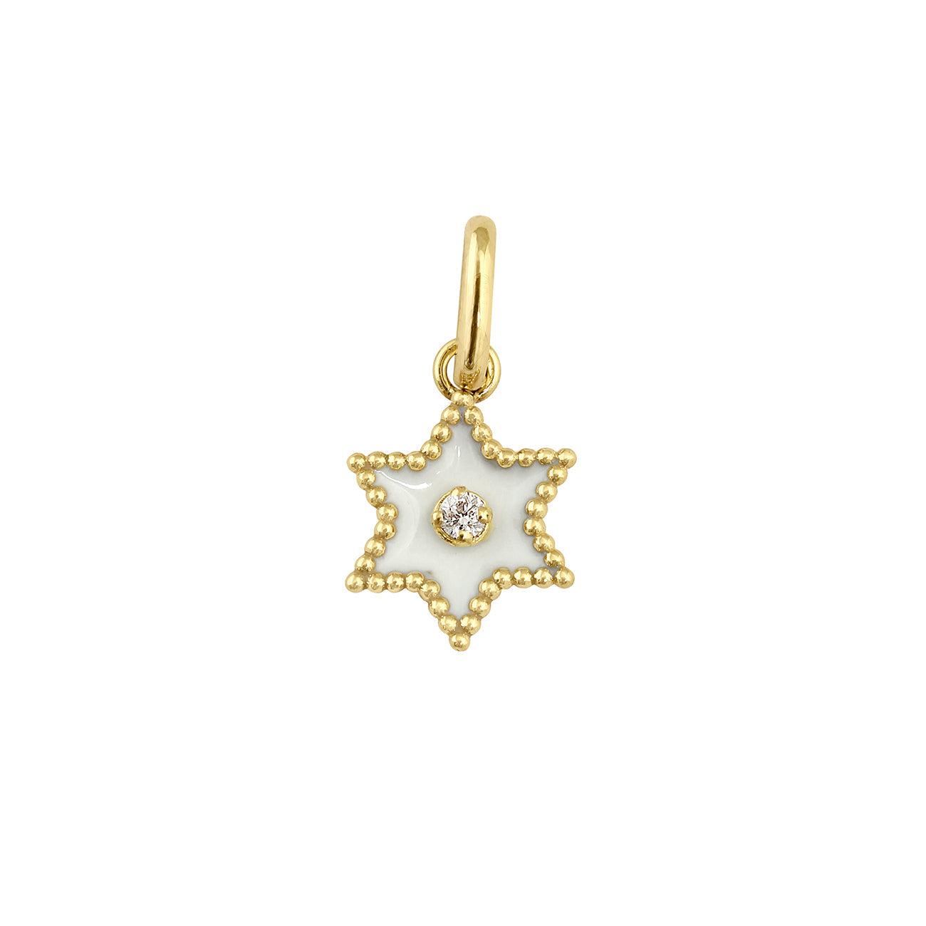 Pendentif Etoile Star résine blanche, diamant, or jaune pirate Référence :  b5st001j01xxdi -1