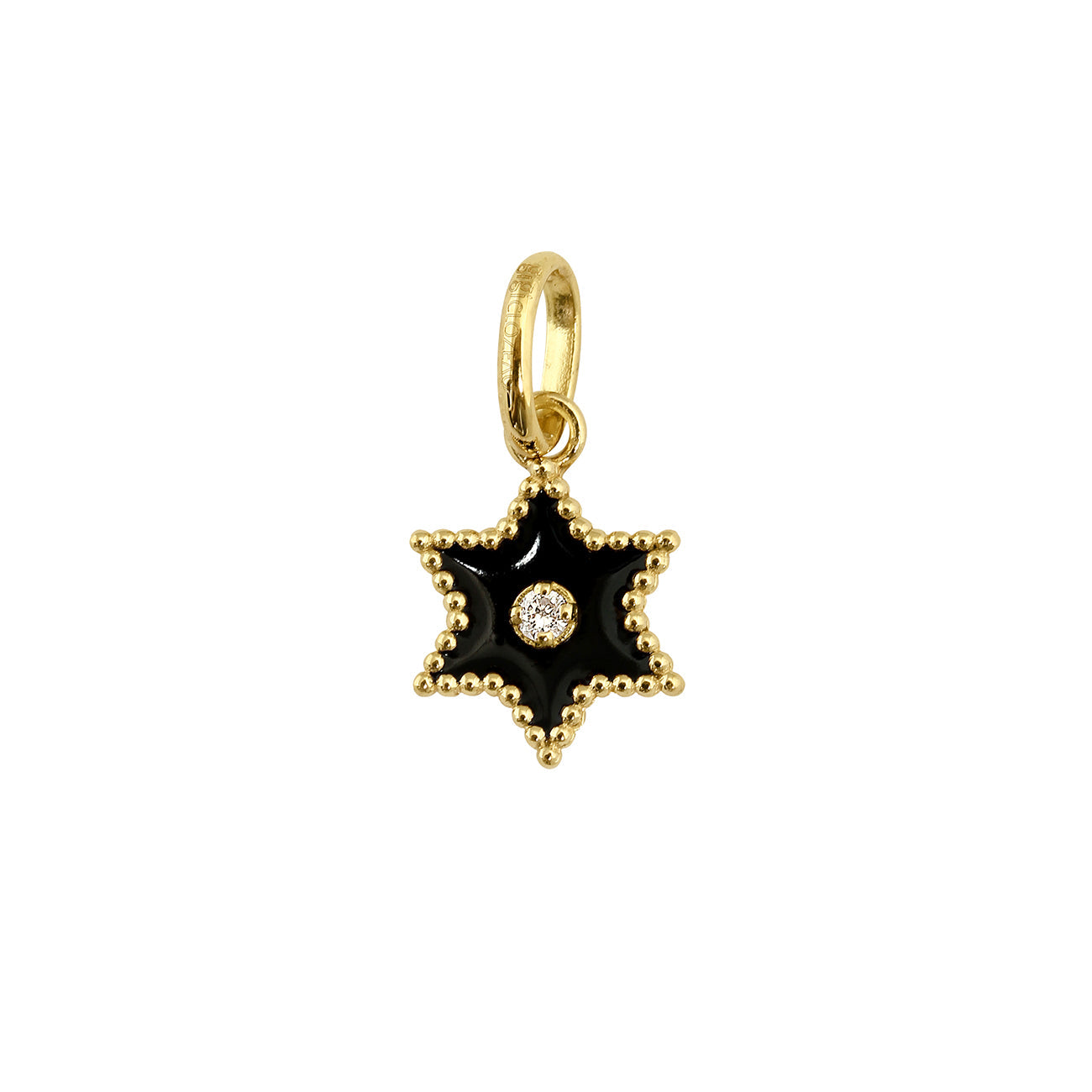 Pendentif Etoile Star résine noire, diamant, or jaune pirate Référence :  b5st001j20xxdi -1