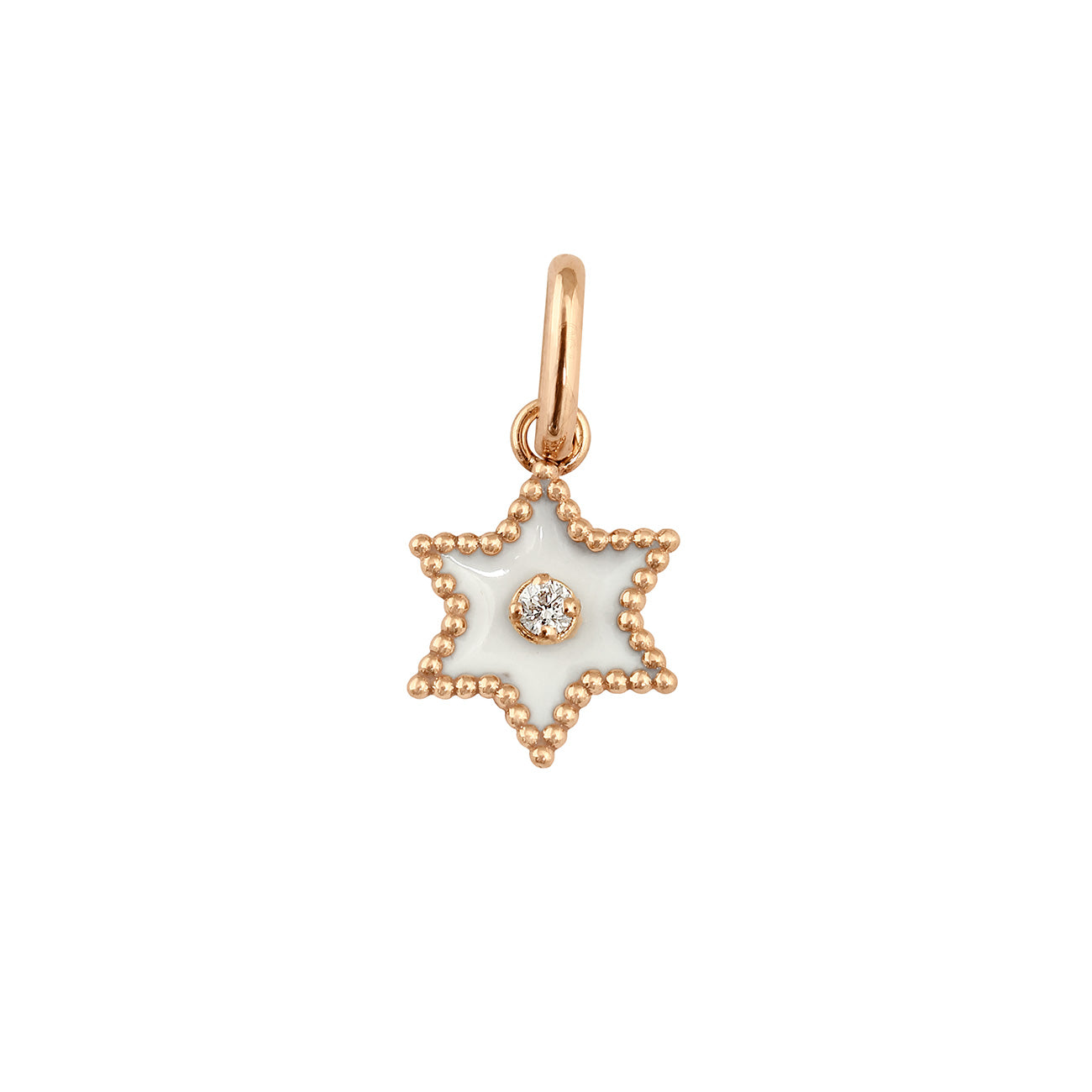 Pendentif Etoile Star résine blanche, diamant, or rose pirate Référence :  b5st001r01xxdi -1
