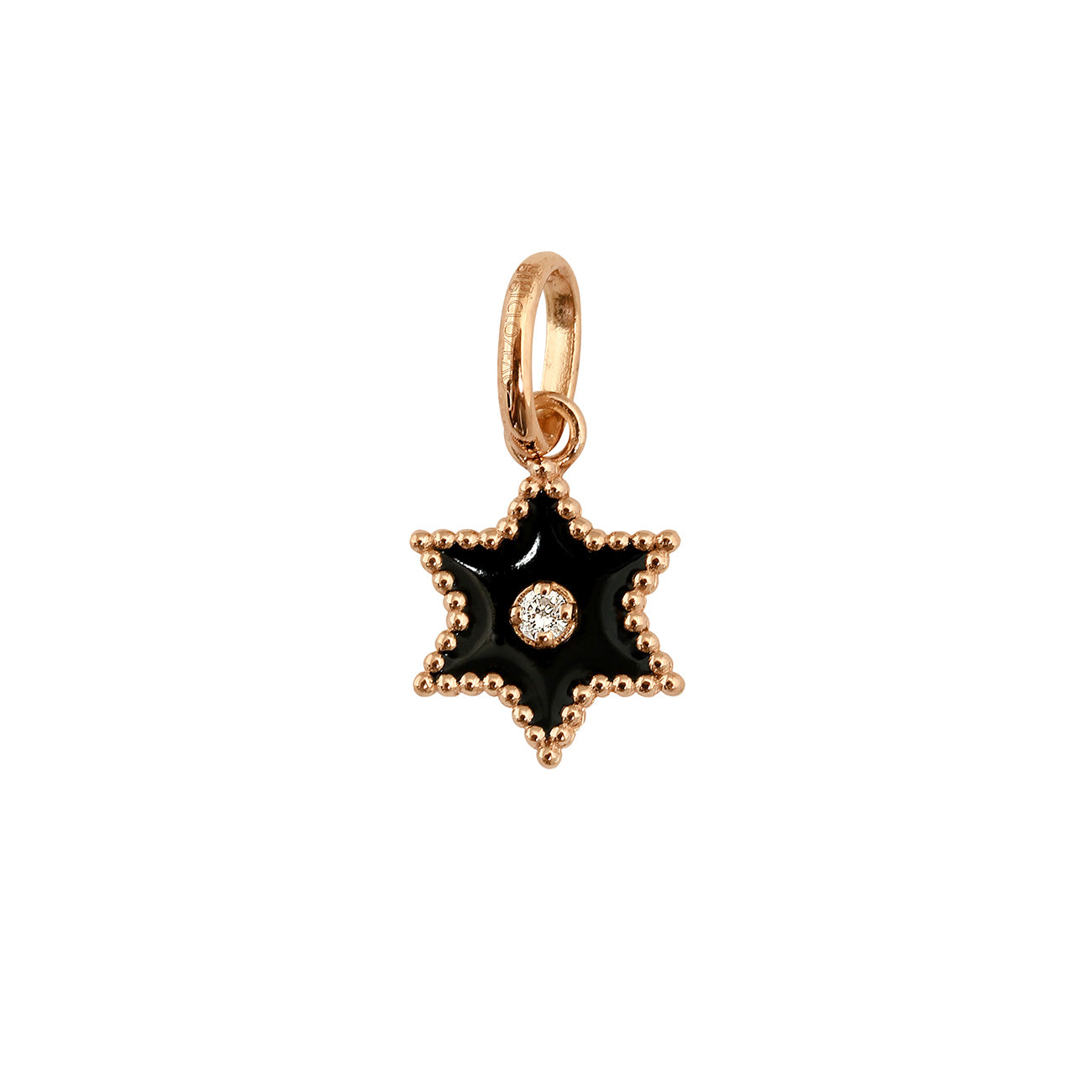 Pendentif Etoile Star résine noire, diamant, or rose pirate Référence :  b5st001r20xxdi -1
