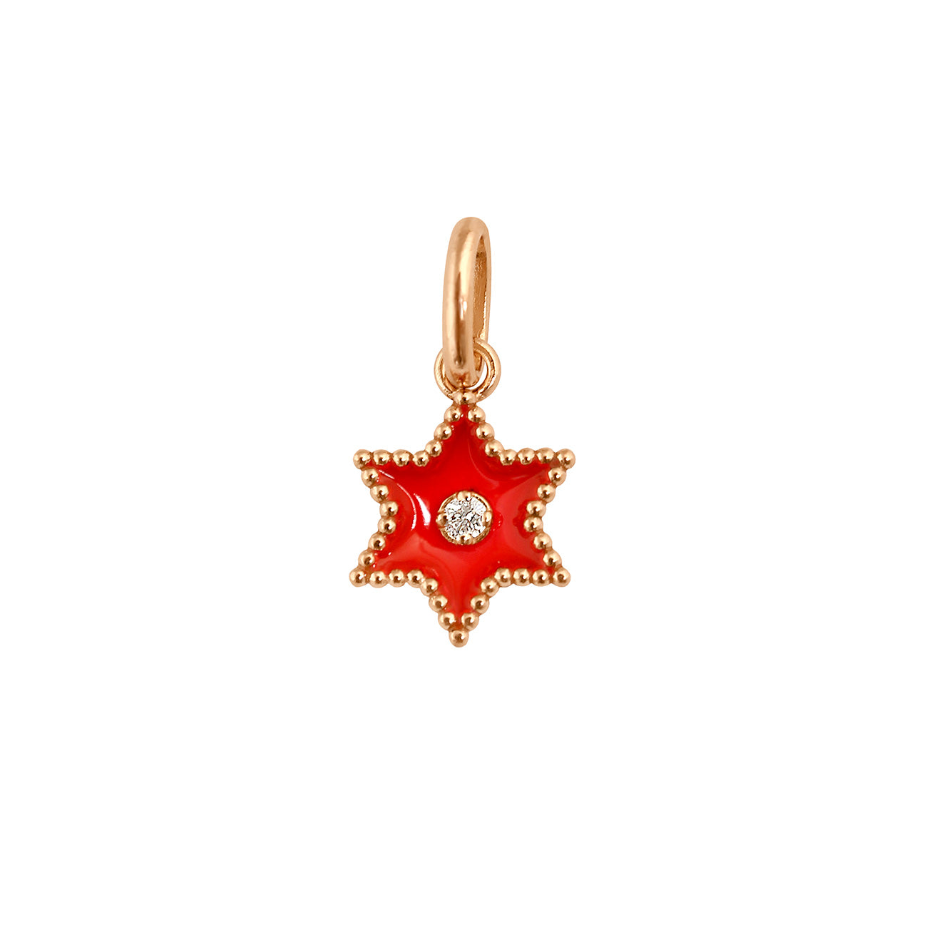 Pendentif Etoile Star résine corail, diamant, or rose pirate Référence :  b5st001r58xxdi -1