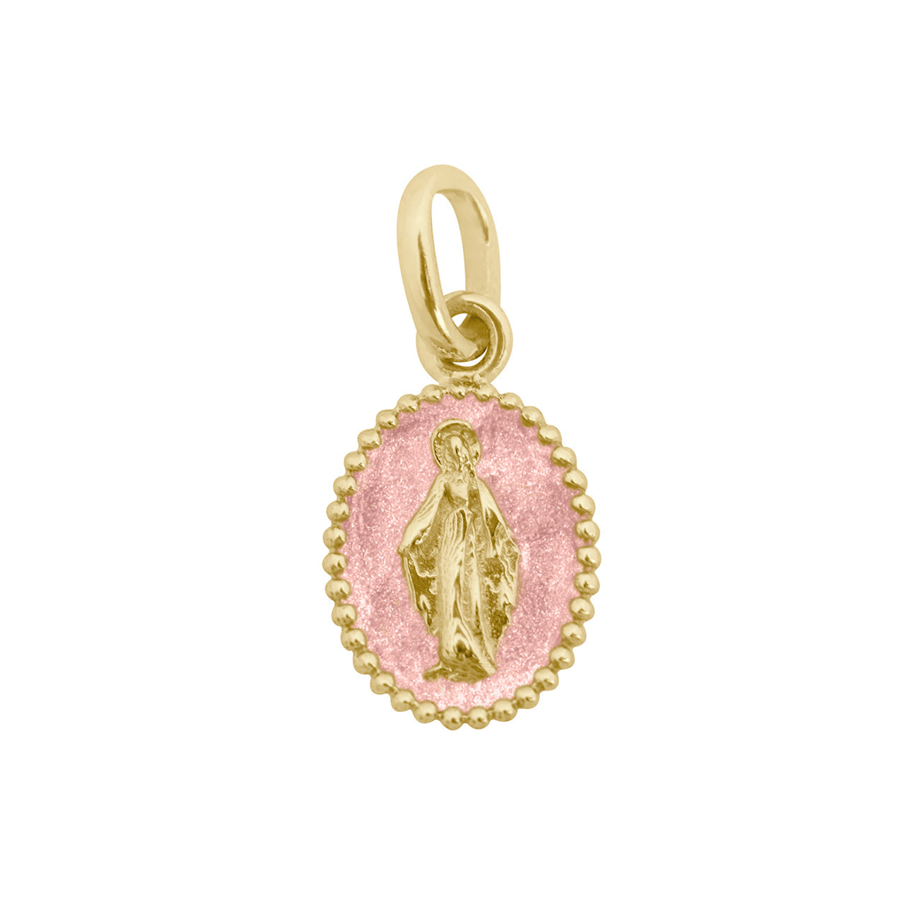 Pendentif Madone résine blush, or jaune